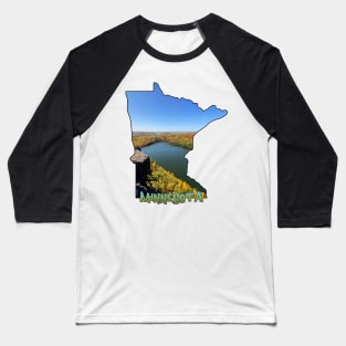 Minnesota State Outline (Bean Lake near Silver Bay, MN) Baseball T-Shirt